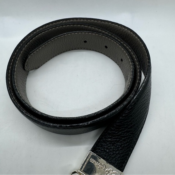 Brighton Reversible Leather Belt Black and Gray Taupe Silver Buckle Sz Medium - Picture 3 of 10